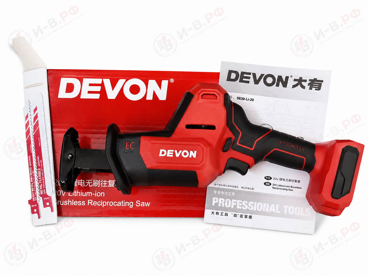 Сабельная пила DEVON 5830-Li-20, 2 пилки